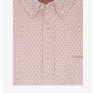 Faherty Rose and White Scalloped Print Button-Down Shirt